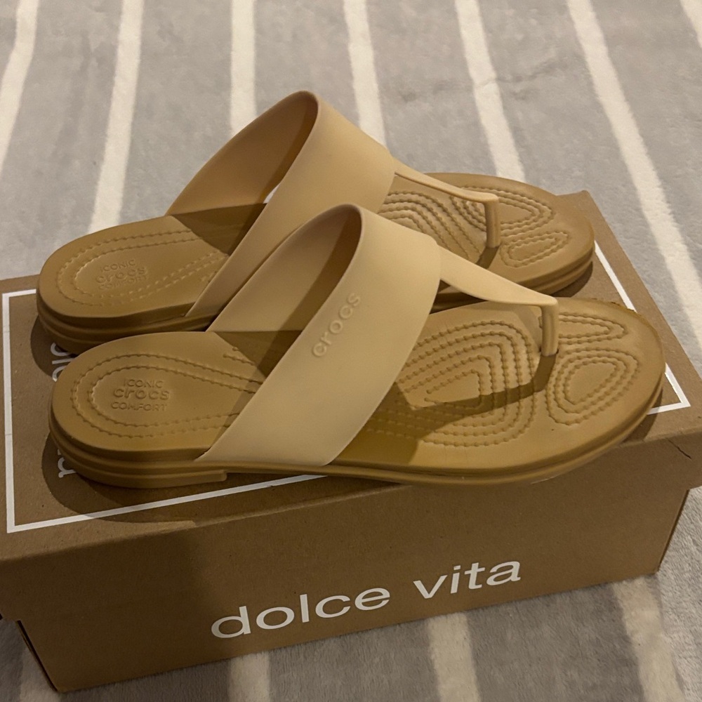 CROCS Tan Slide Sandals - Picture 3 of 5